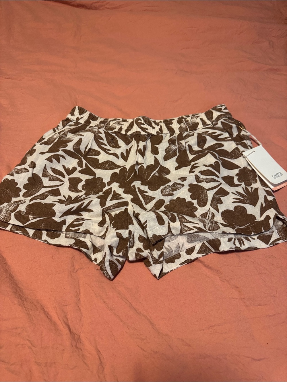 Carve Designs Brown Floral Print Athletic Shorts
